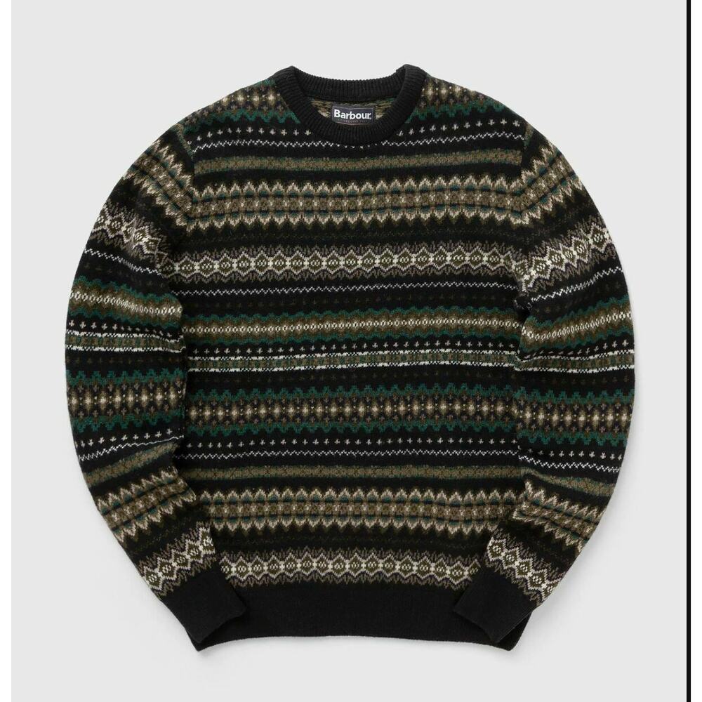 NWT Barbour Case Fair Isle Crew Neck Sweater Men’s Size L 100% Wool